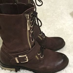 Vince Camuto brown leather combat boots